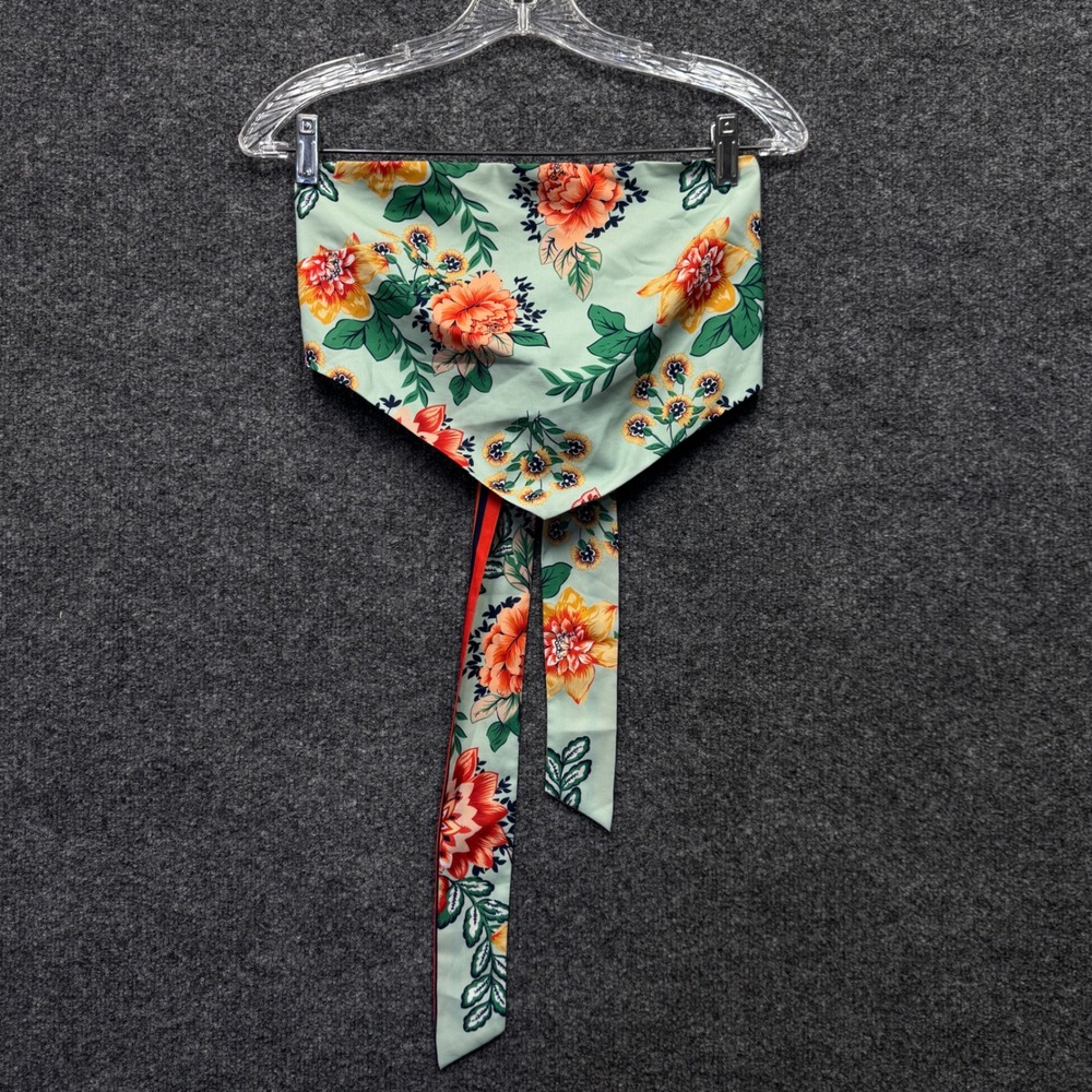 Superdown Floral Bandana Tube Top Womens S Green Tie Back Festival Boho Summer